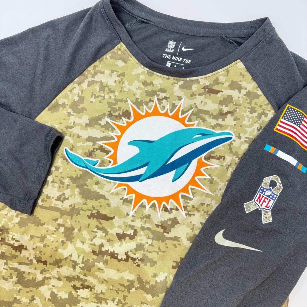 Nike NFL Miami Dolphins‎ Camo Dri-FIT Athletic Cut Tee Shirt Boys Large